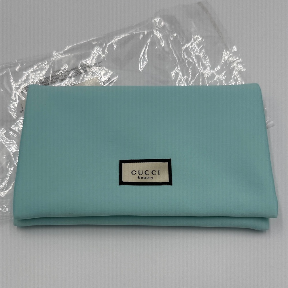 Light Blue Satin Beauty Pouch